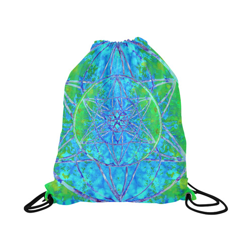 protection in nature colors-teal, blue and green Large Drawstring Bag Model 1604 (Twin Sides)  16.5"(W) * 19.3"(H)