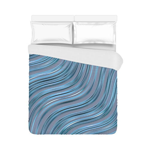 Metallic Turquoise Blue Waves Duvet Cover 86"x70" ( All-over-print)