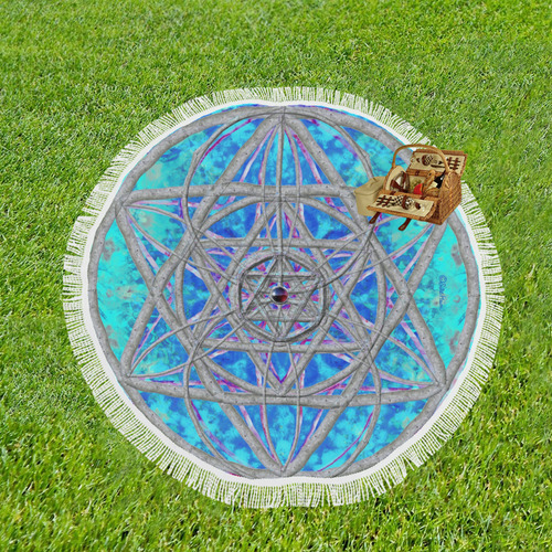 protection in blue harmony-MEDITATION MAT Circular Beach Shawl 59"x 59"