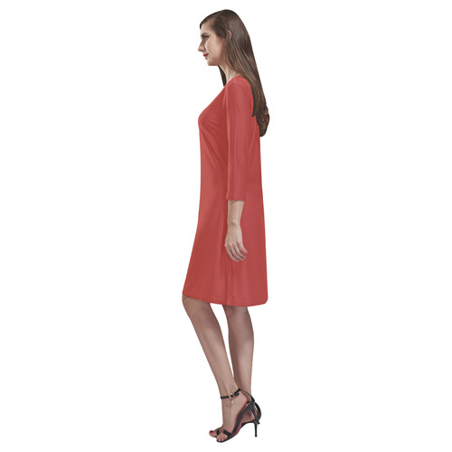 Aurora Red Rhea Loose Round Neck Dress(Model D22)