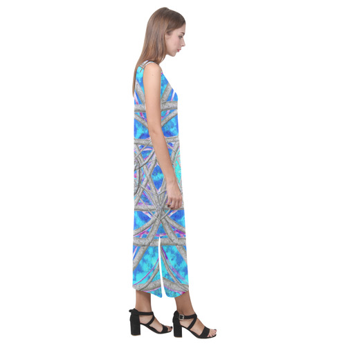 protection in blue harmony Phaedra Sleeveless Open Fork Long Dress (Model D08)