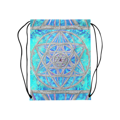 protection in blue harmony Medium Drawstring Bag Model 1604 (Twin Sides) 13.8"(W) * 18.1"(H)