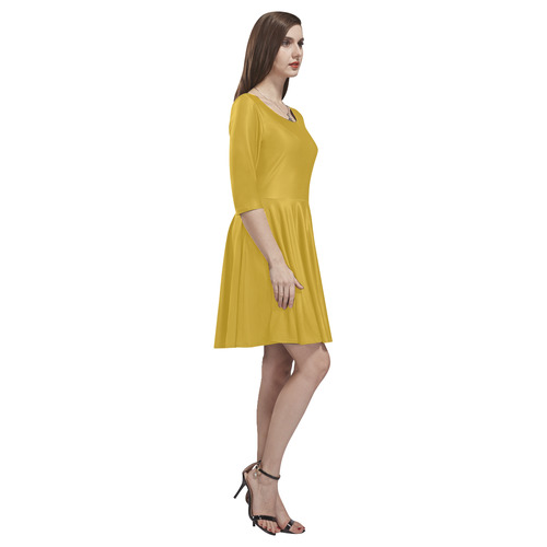 Lemon Curry Tethys Half-Sleeve Skater Dress(Model D20)