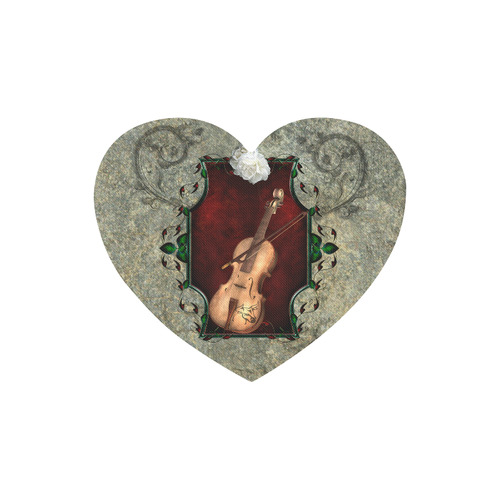 Violin with violin bow and flowers Heart-shaped Mousepad
