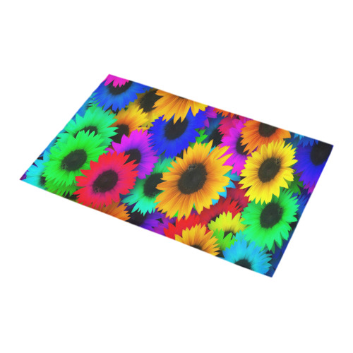 Neon Rainbow Pop Sunflowers Bath Rug 16''x 28''