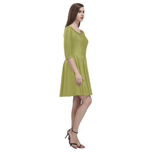 Golden Lime Tethys Half-Sleeve Skater Dress(Model D20)