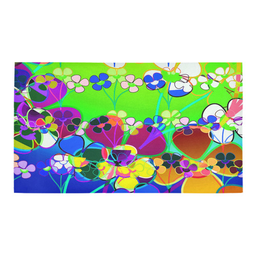 Abstract Pop Neon Flowers Bath Rug 16''x 28''