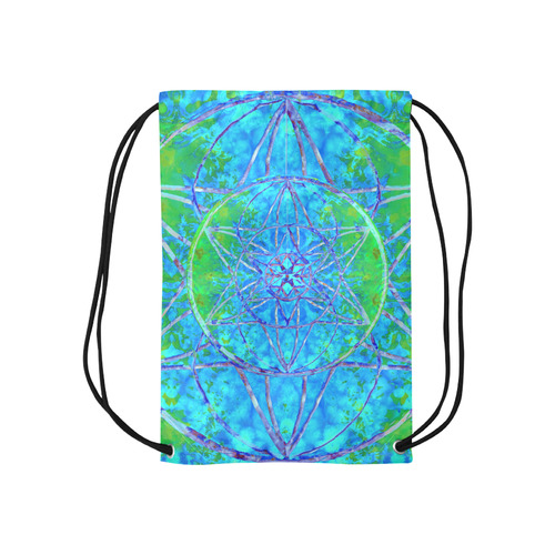 protection in nature colors-teal, blue and green Small Drawstring Bag Model 1604 (Twin Sides) 11"(W) * 17.7"(H)