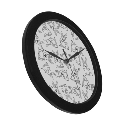 Bunny Pattern Circular Plastic Wall clock
