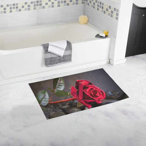 Rose On The Rocks Bath Rug 16''x 28''