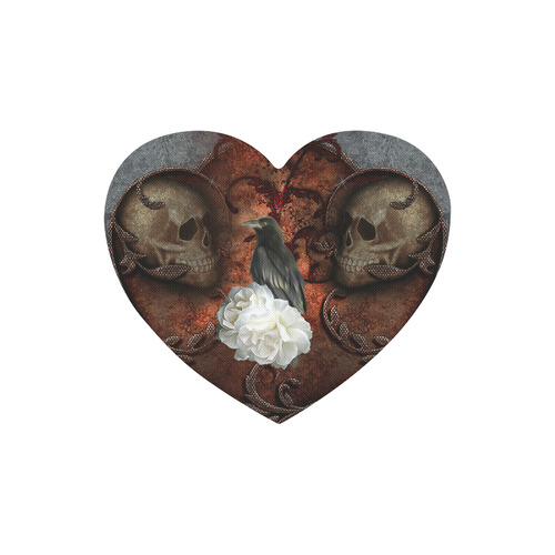 The crow with skulls Heart-shaped Mousepad