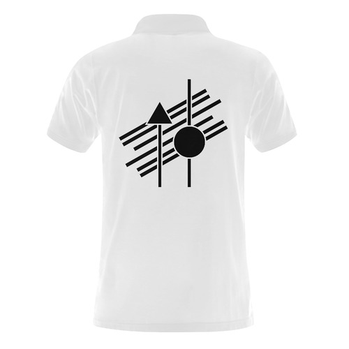 Black Geometric Art Stripes Triangle Dot Men's Polo Shirt (Model T24)