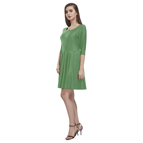 Hippie Green Tethys Half-Sleeve Skater Dress(Model D20)