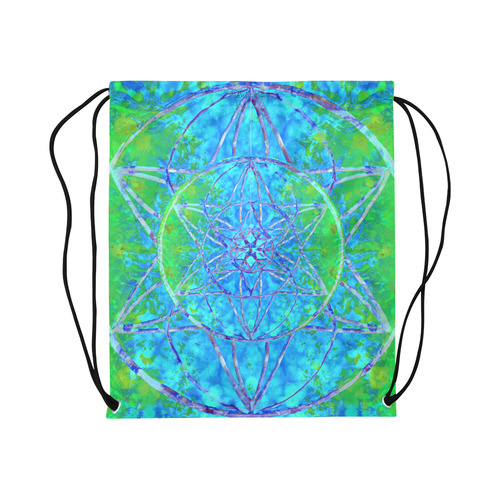 protection in nature colors-teal, blue and green Large Drawstring Bag Model 1604 (Twin Sides)  16.5"(W) * 19.3"(H)