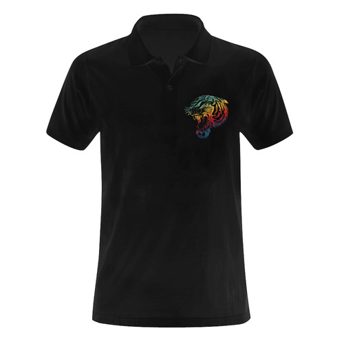 Roaring Tiger Tattoo colored Men's Polo Shirt (Model T24)