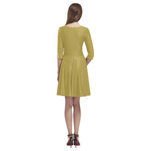Golden Olive Tethys Half-Sleeve Skater Dress(Model D20)