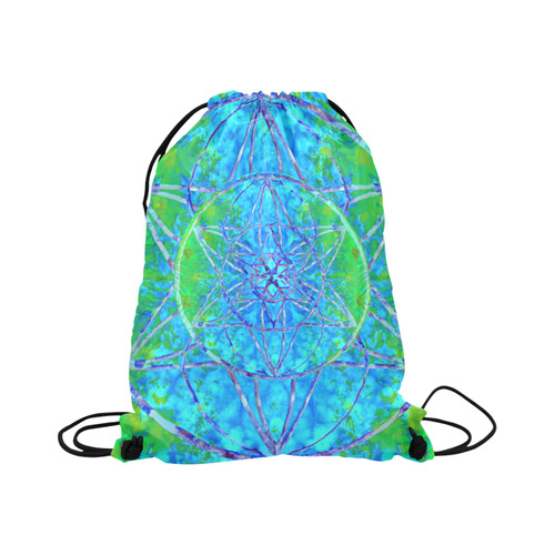 protection in nature colors-teal, blue and green Large Drawstring Bag Model 1604 (Twin Sides)  16.5"(W) * 19.3"(H)