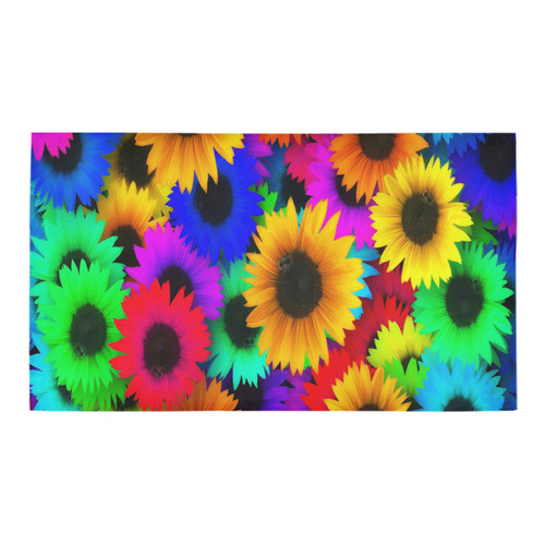Neon Rainbow Pop Sunflowers Bath Rug 16''x 28''