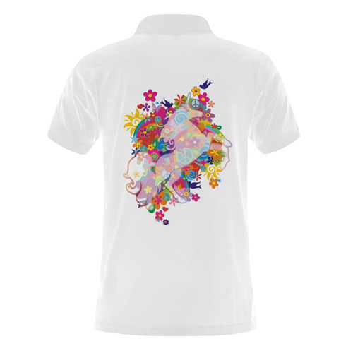 FLOWER POWER rainbow UNICORN multicolored Men's Polo Shirt (Model T24)