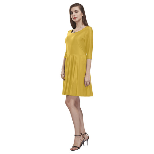 Lemon Curry Tethys Half-Sleeve Skater Dress(Model D20)
