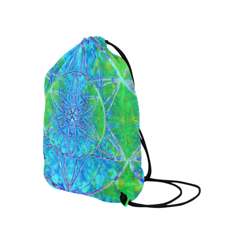 protection in nature colors-teal, blue and green Large Drawstring Bag Model 1604 (Twin Sides)  16.5"(W) * 19.3"(H)