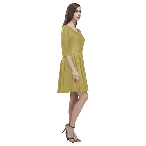 Golden Olive Tethys Half-Sleeve Skater Dress(Model D20)