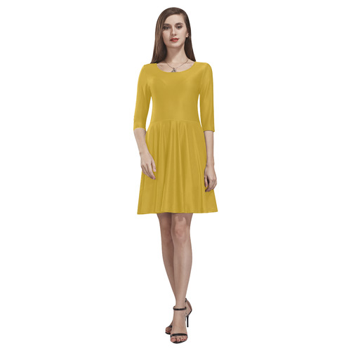 Lemon Curry Tethys Half-Sleeve Skater Dress(Model D20)