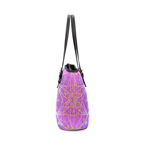 protection in purple colors Leather Tote Bag/Large (Model 1640)