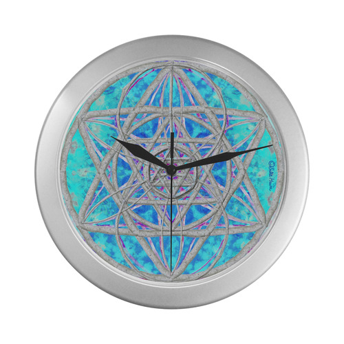 protection in blue harmony Silver Color Wall Clock