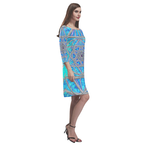protection in blue harmony Rhea Loose Round Neck Dress(Model D22)
