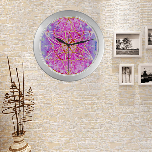 protection in purple colors 2 Silver Color Wall Clock