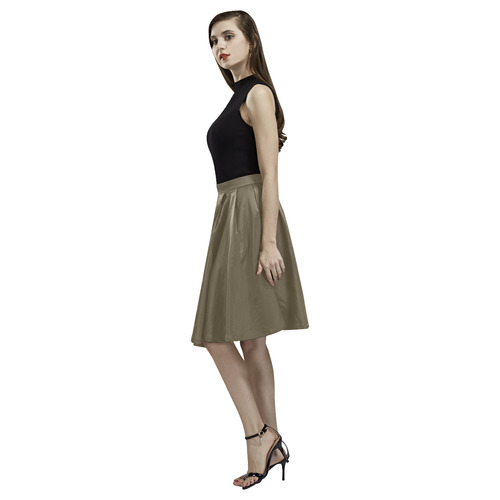 Dark Olive Melete Pleated Midi Skirt (Model D15)