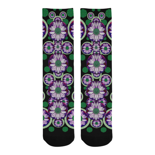 fantasy flower forest  in peacock jungle wood Trouser Socks