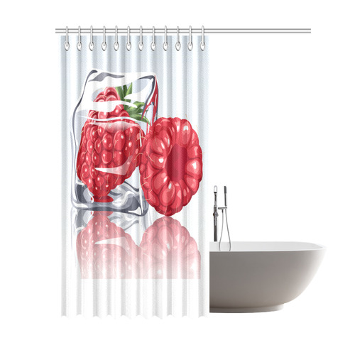 Ice Cube Raspberry Cool Summer Fruit Shower Curtain 69"x84"