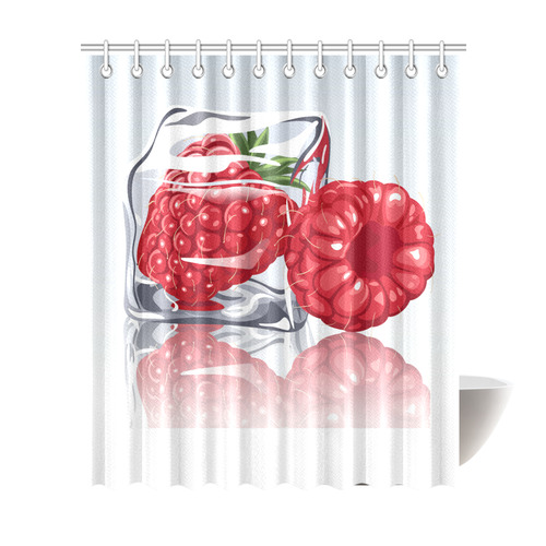 Ice Cube Raspberry Cool Summer Fruit Shower Curtain 72"x84"