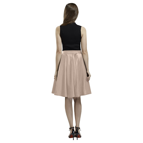 Warm Taupe Melete Pleated Midi Skirt (Model D15)