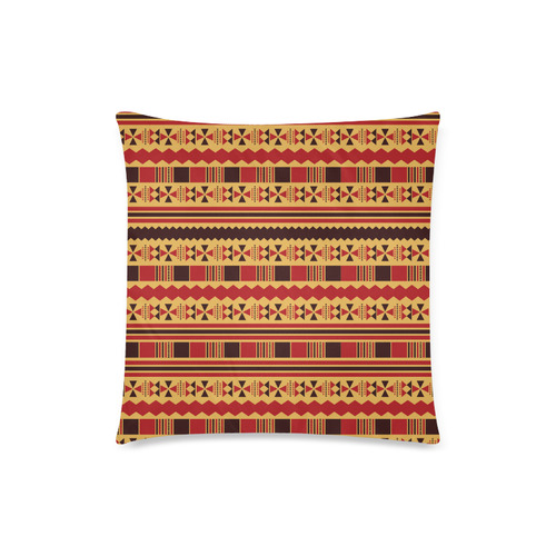 Yellow With Red Aztec Custom Zippered Pillow Case 18"x18" (one side)