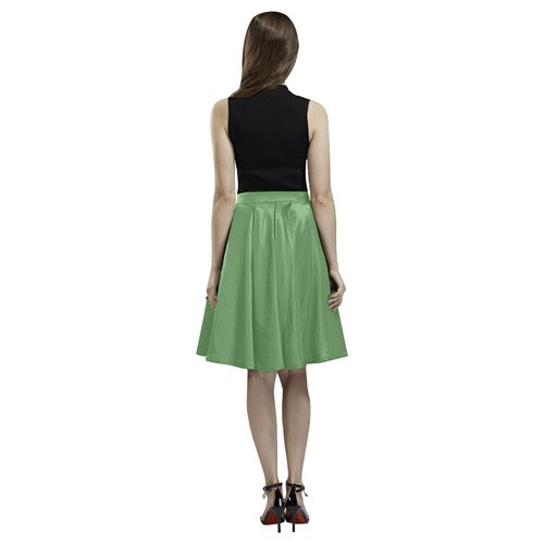 Hippie Green Melete Pleated Midi Skirt (Model D15)