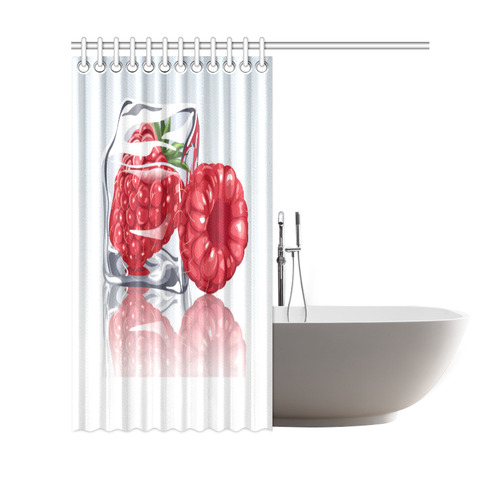 Ice Cube Raspberry Cool Summer Fruit Shower Curtain 69"x70"