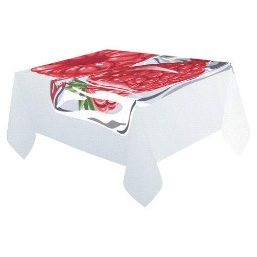 Ice Cube Raspberry Cool Summer Fruit Cotton Linen Tablecloth 52"x 70"