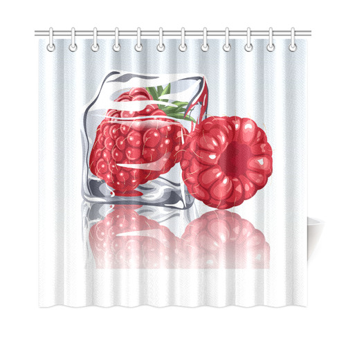 Ice Cube Raspberry Cool Summer Fruit Shower Curtain 72"x72"