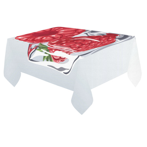 Ice Cube Raspberry Cool Summer Fruit Cotton Linen Tablecloth 60"x 84"