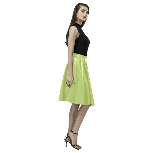 Green Glow Melete Pleated Midi Skirt (Model D15)