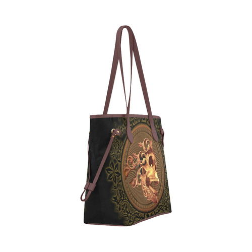 Amazing skull with floral elements Clover Canvas Tote Bag (Model 1661)