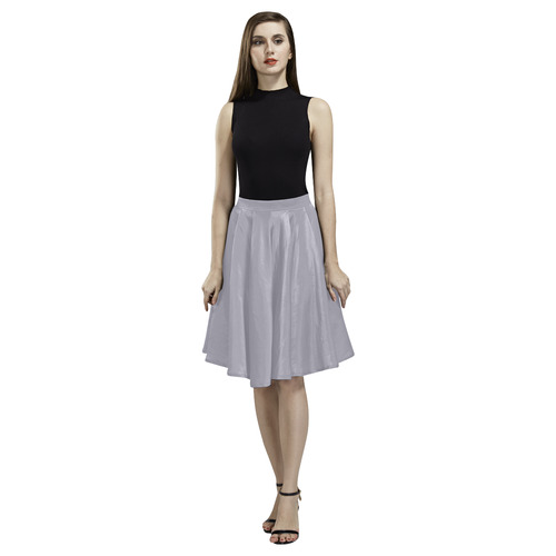 Lilac Gray Melete Pleated Midi Skirt (Model D15)