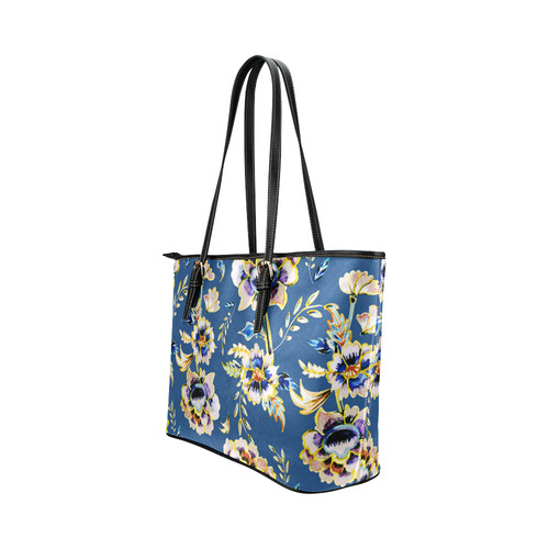 Batik Vintage Floral Pattern Leather Tote Bag/Small (Model 1651)