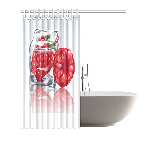 Ice Cube Raspberry Cool Summer Fruit Shower Curtain 66"x72"