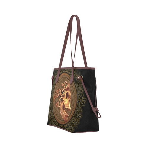 Amazing skull with floral elements Clover Canvas Tote Bag (Model 1661)