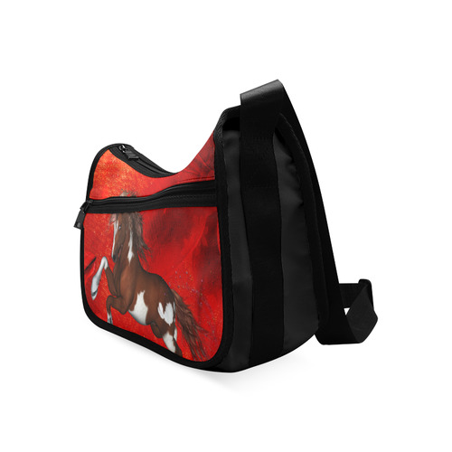 Wild horse on red background Crossbody Bags (Model 1616)