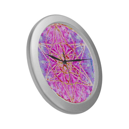 protection in purple colors 2 Silver Color Wall Clock